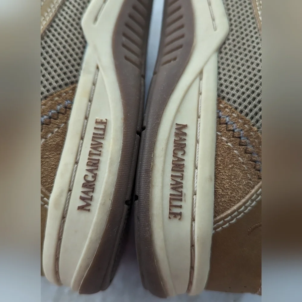 Margaritaville Men Lace Up Boat Shoes Brown Leather Casual Deck Loafer 8…